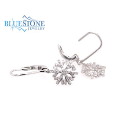 14KWG Lever-back Snowflake Earrings with Diamonds