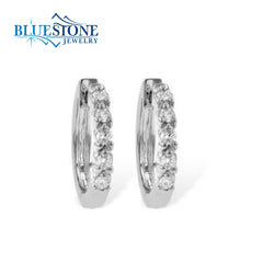14K White Gold Diamond Huggie Earrings w/ 0.25cttw