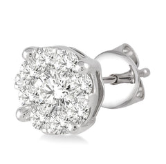 14kt White Gold Diamond Earrings- 1.00 Carat