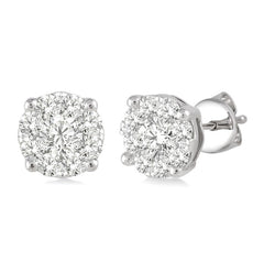 14kt White Gold Diamond Earrings- 1.00 Carat