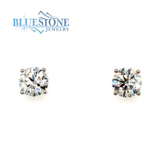 14 Karat White Gold Diamond Stud Earrings at 4.02 Carat Total Weight