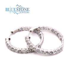 14 Karat White Gold Inside-Outside Hoop Earrings with Lab Grown Diamond