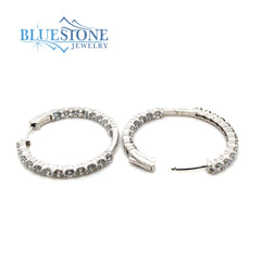 14 Karat White Gold Inside-Outside Hoop Earrings with Lab Grown Diamond