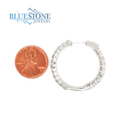 14 Karat White Gold Inside-Outside Hoop Earrings with Lab Grown Diamond