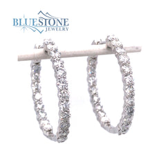 14 Karat White Gold Inside-Outside Hoop Earrings with Lab Grown Diamond