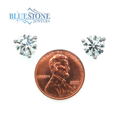 14 Karat White Gold Three Prong Stud Earrings at 4.0 Carat Total Weight of Diamonds