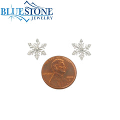 Sterling Silver Snowflake Earrings with Diamonds