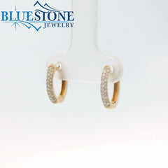 14kt Yellow Gold Pave Diamond Huggie Earrings