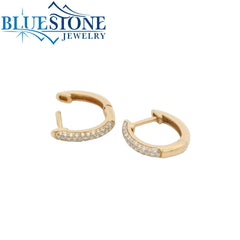 14kt Yellow Gold Pave Diamond Huggie Earrings
