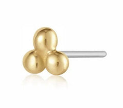 14K Yellow Gold Flat Back Single Stud Earring