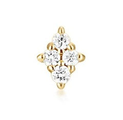 14K Yellow Gold Flat Back Single Stud Earring with Diamonds