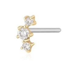 14K Yellow Gold Flat Back Single Stud Earring with Diamonds