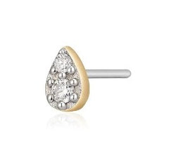14K Yellow & White Gold Flat Back Earring with Diamonds