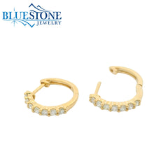 14K Yellow Gold Diamond Huggy Earrings