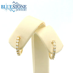14K Yellow Gold Diamond Huggy Earrings