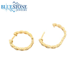 14K Yellow Gold Diamond Huggy Earrings
