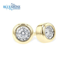 14K Gold Bezel Diamond Earrings - 0.10 Carats