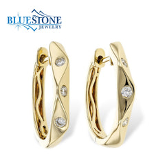 14kt Yellow Gold Hoop Earrings with Diamonds