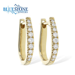 14kt Yellow Gold Diamond Hoop Earrings- 0.25TCW