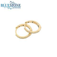 14KYG Huggie Earrings w/ 22 Diamonds - 12mm