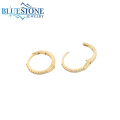 14KYG Huggie Earrings w/ 22 Diamonds - 12mm