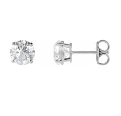 14KWG 4 Prong Lab-Grown Diamond Stud Earrings - 6.3mm, 2.00tcw