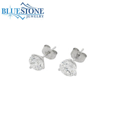 14KWG Round LAB-Grown Diamond Stud Earrings at 1CTW - 5.1mm