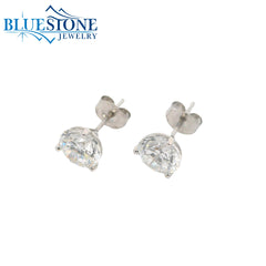 14KWG Round LAB-Grown Diamond Stud Earrings at 2.5CTW - 6.7mm