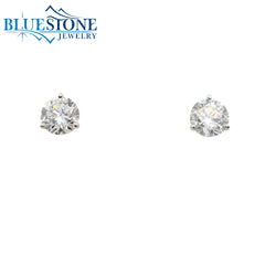 14KWG Round LAB-Grown Diamond Stud Earrings at 2.5CTW - 6.7mm