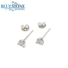 14KWG Round LAB-Grown Diamond Stud Earrings at 0.25CTW - 3.2mm