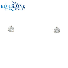 14KWG Round LAB-Grown Diamond Stud Earrings at 0.25CTW - 3.2mm