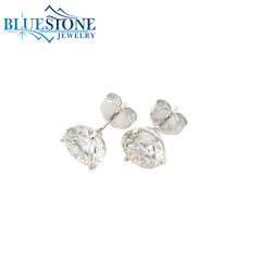 14KWG Round LAB-Grown Diamond Stud Earrings at 4CTW - 8mm