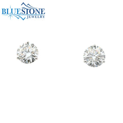 14KWG Round LAB-Grown Diamond Stud Earrings at 4CTW - 8mm