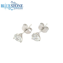 14KWG Round LAB-Grown Diamond Stud Earrings at 0.75CTW - 4.6mm