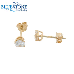 14KYG Lab-Diamond 4-Prong Stud Earrings - 0.54CTW