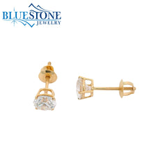 14KYG Lab-Diamond 4-Prong Screw-Back Stud Earrings - 1.09CTW