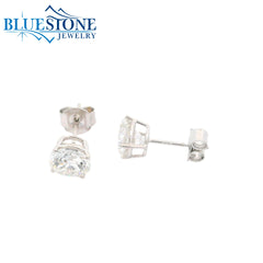 14KWG Lab-Diamond 4-Prong Stud Earrings - 2.03CTW