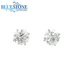 14KWG Lab-Diamond 4-Prong Stud Earrings - 2.03CTW
