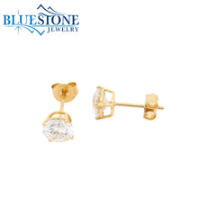 14KYG Lab-Diamond 4-Prong Stud Earrings - 2.16CTW