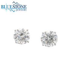 14KWG Lab-Diamond 4-Prong Stud Earrings - 3.03CTW