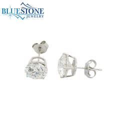 14KWG Lab-Diamond 4-Prong Stud Earrings - 4.07CTW
