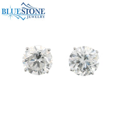 14KWG Lab-Diamond 4-Prong Stud Earrings - 4.07CTW