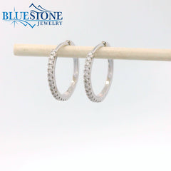 14KWG Diamond Encrusted Hoop Earrings - 0.65"