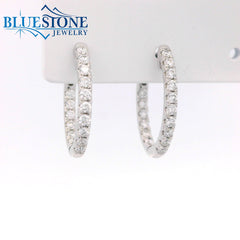 14KWG Oval Hoop Earrings Front & Back - 0.50ctw