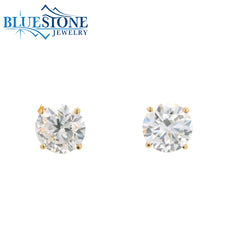 14KYG Lab-Diamond 4-Prong Stud Earrings - 1.52CTW
