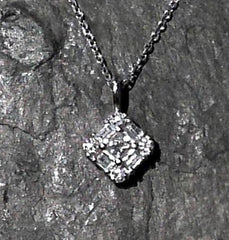 14 Karat White Gold Diamond Pendant on 16" Chain