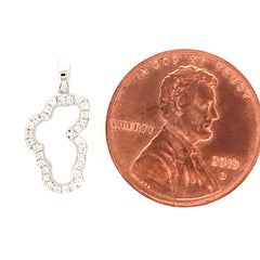 Small Version 14 Karat White Gold Pendant with 29 Round Diamonds Surro