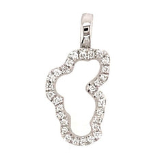 Small Version 14 Karat White Gold Pendant with 29 Round Diamonds Surro