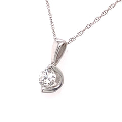 14kt White Gold 0.25 Carat Diamond Half Moon Pendant