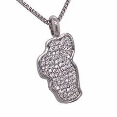 14K White Gold Medium Lake Tahoe Pendant with Diamonds